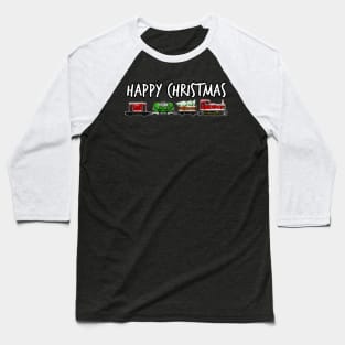 Christmas 2021 Train Diesel Locomotive and Festive Wagons Baseball T-Shirt